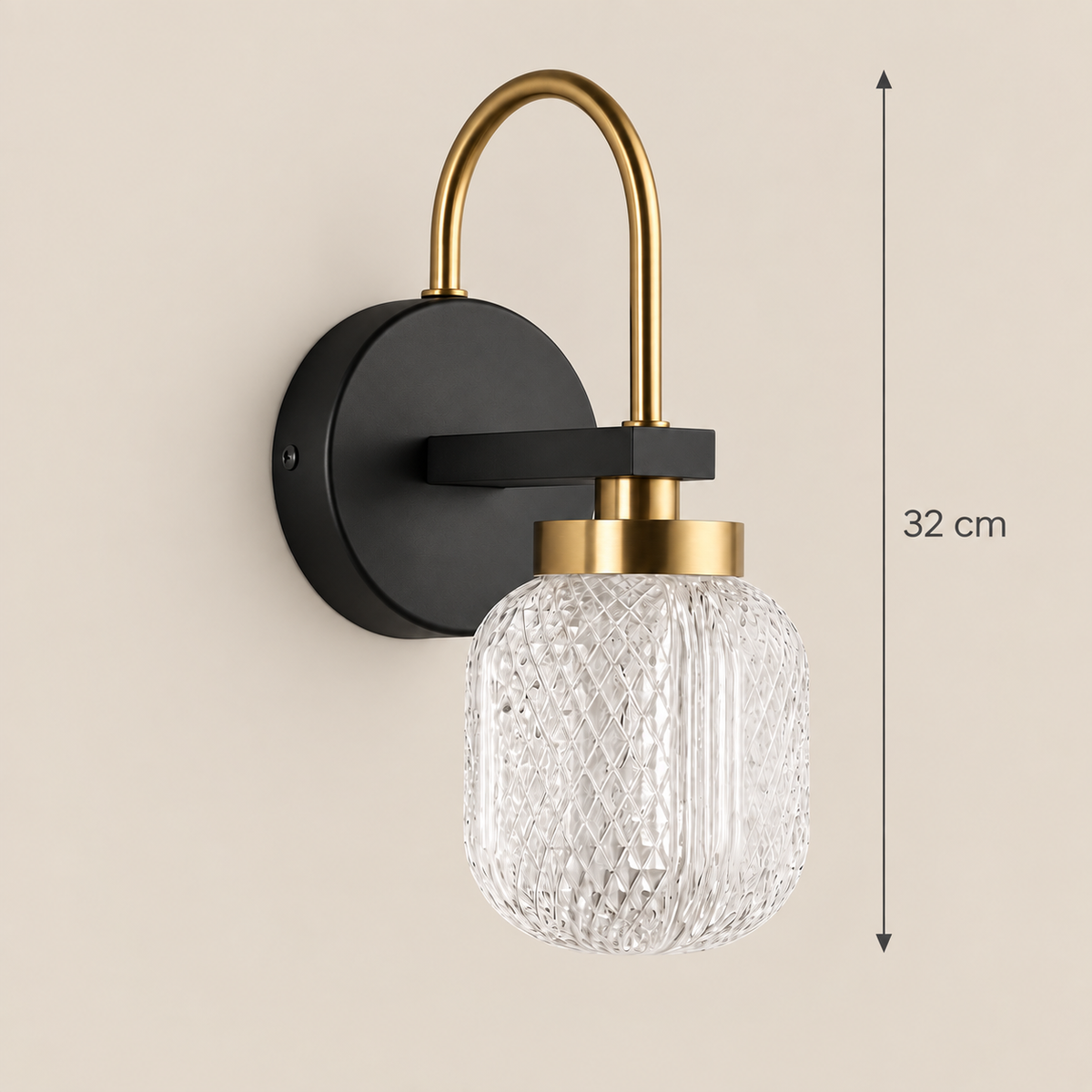 Montclair wall sconce with a height measurement of 32 cm