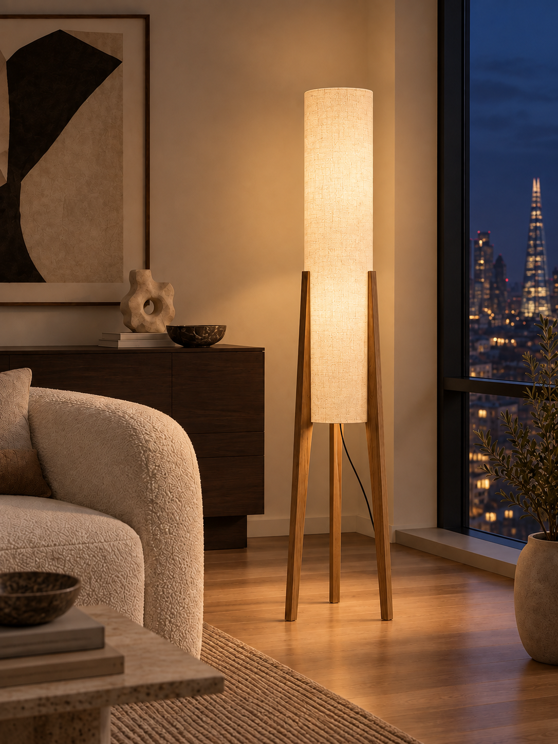 Aurelia illuminated at night in the same room and framing