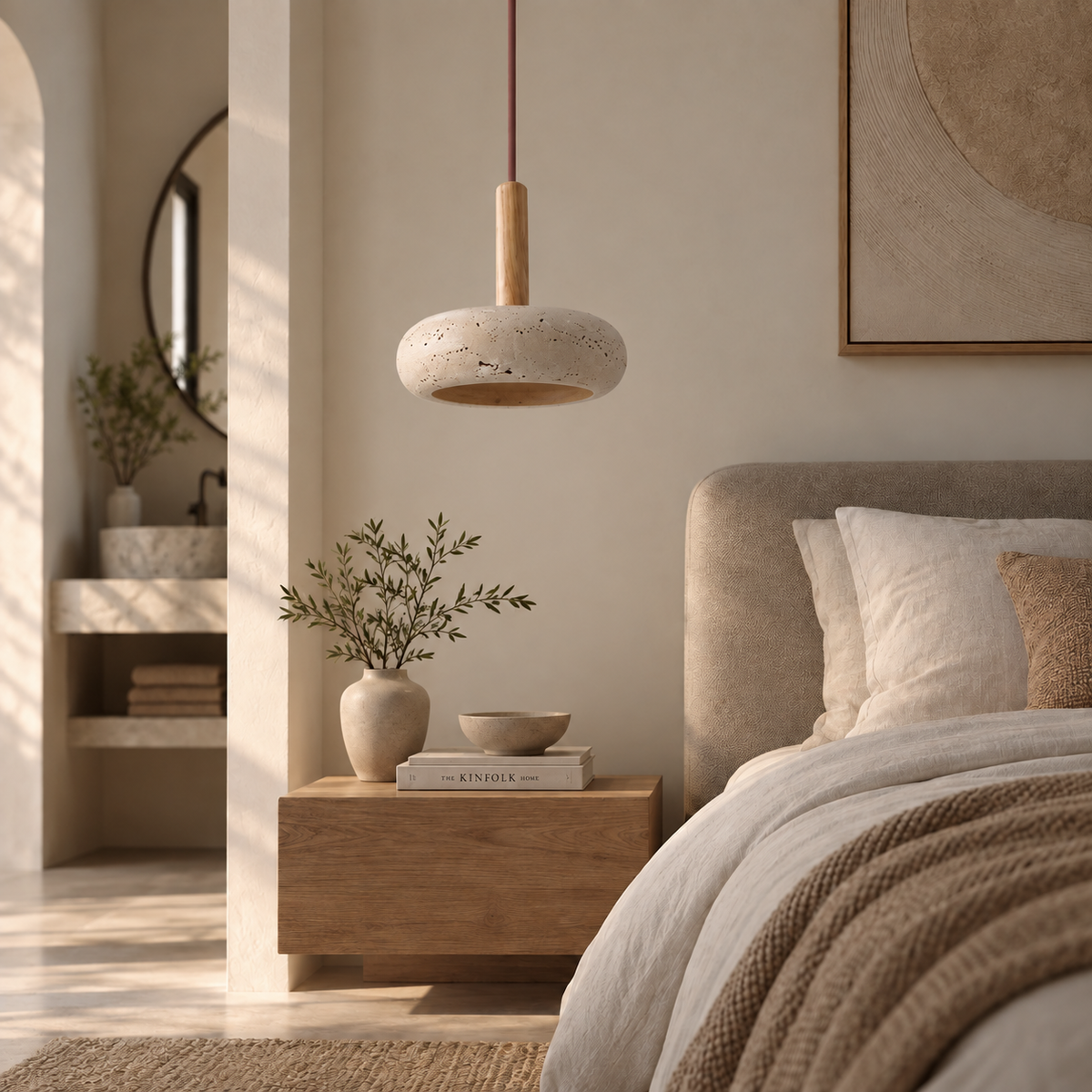 Siena switched off in daylight above a wooden bedside table