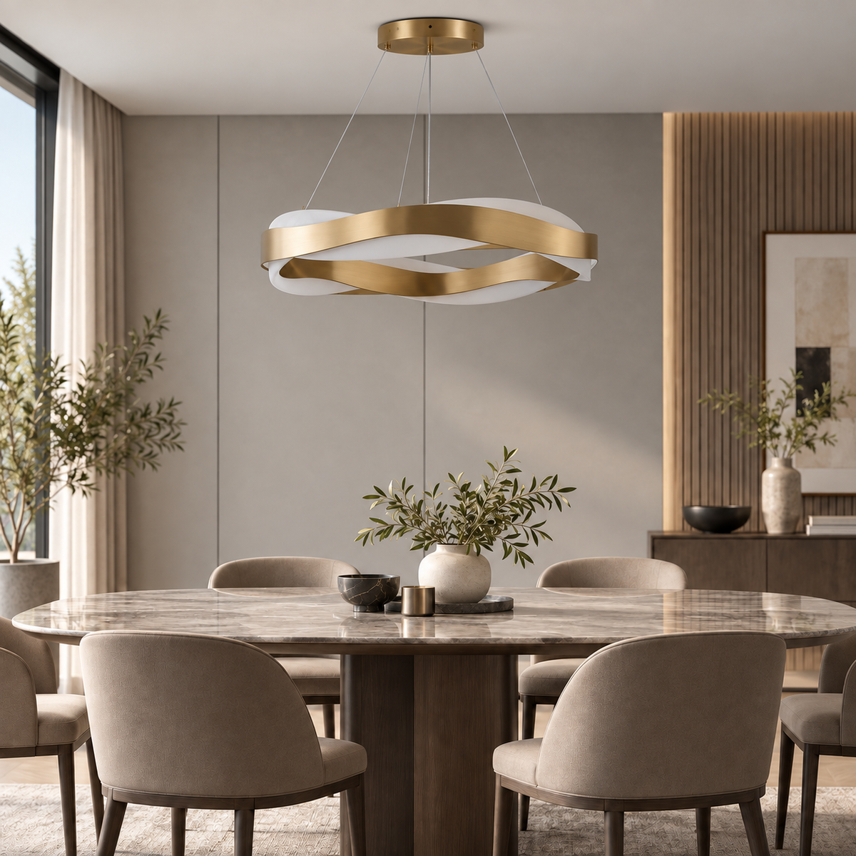 Velora switched off in daylight in a neutral dining room